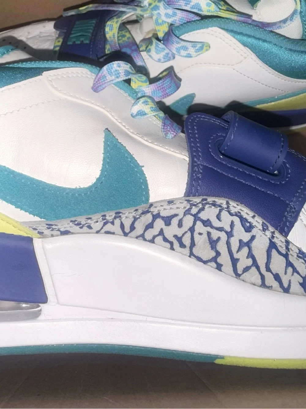 Jordan White, Teal & Purple Low-Top Sneakers just don size 13